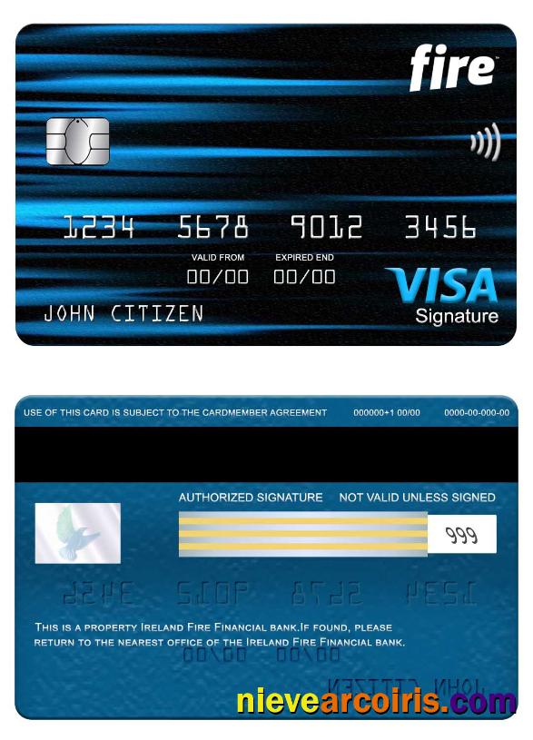 Ireland Fire Financial bank visa signature card